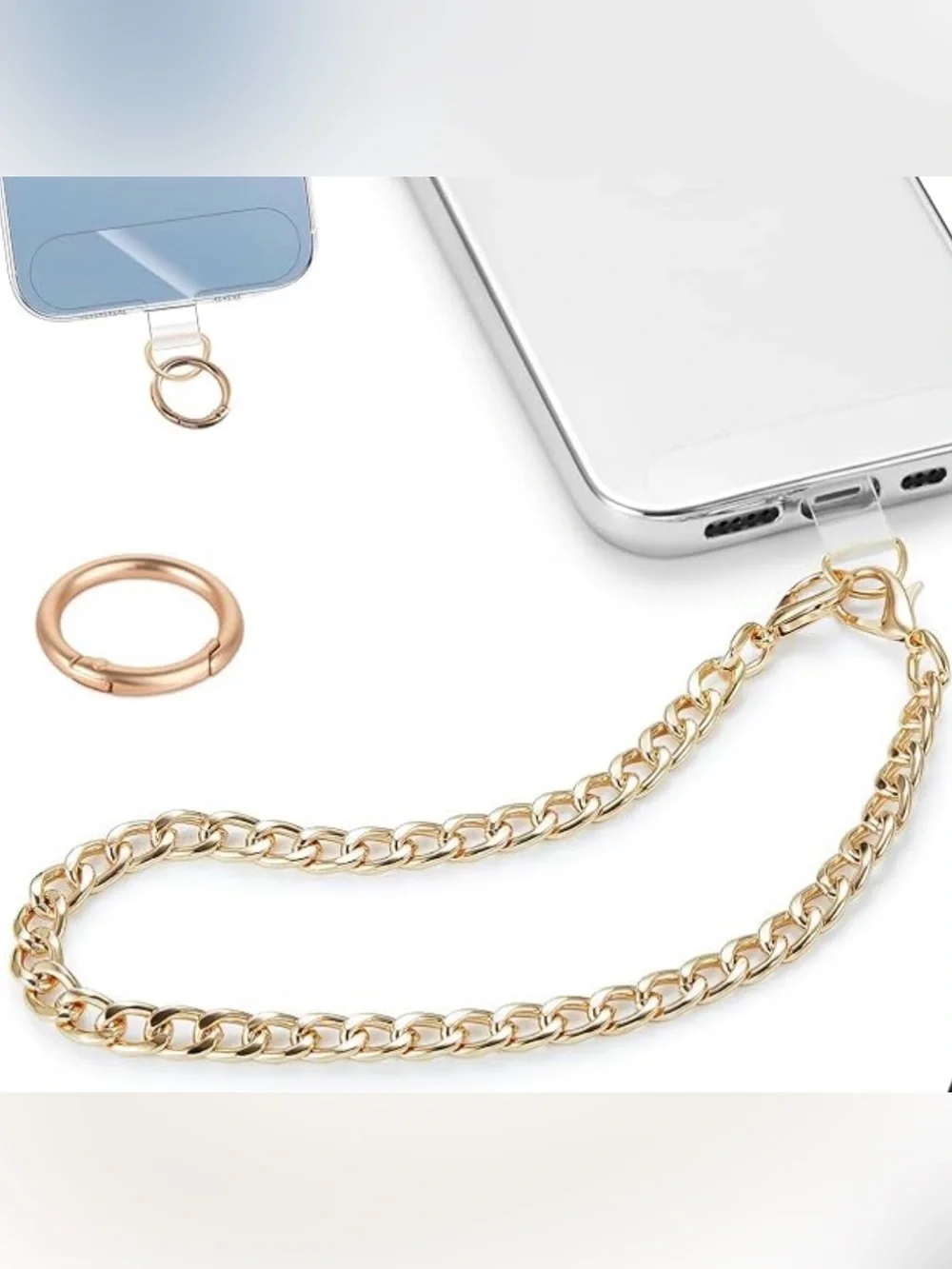 Phone Lanyard Bundle: Crossbody & Gold Chain Wrist Strap